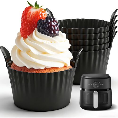 Ulteronixshop-Lot De 6 Moules À ?ufs En Silicone Pour Friteuse À Air | Flexible Et Réutilisable | Idéal Pour Oeufs, Cupcakes Et Mini Quiches | Résiste De -40°C À 230°C