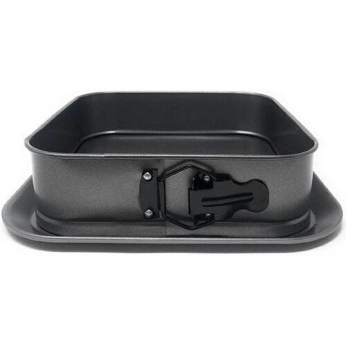Ulteronixshop-Moule à Manqué Démontable avec Charnière - Moule à Gâteaux Carré avec Plateau - Fond Amovible - Revêtement Antiadhésif - Acier au Carbone - 24 x 24 cm