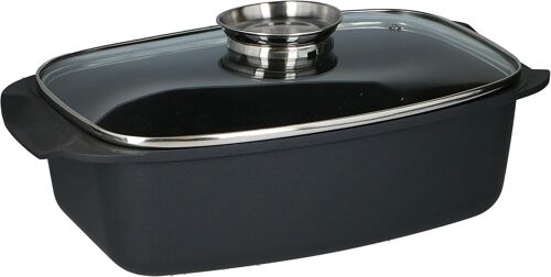 Ulteronixshop-Cocotte - Avec Couvercle En Verre - Pour Plats Au Four, Vapeurs Et Rôtis - 5,5 L - Noir