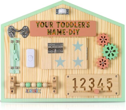 Ulteronixshop-Homeskill Panneau Mural Et De Voyage ¿ Peut Être Personnalisé ¿ Jouet Sensoriel Avec 11 Activités ¿ Planche D'activités En Bois Massif Pour Favoriser Le Développement De La Petite Enfan