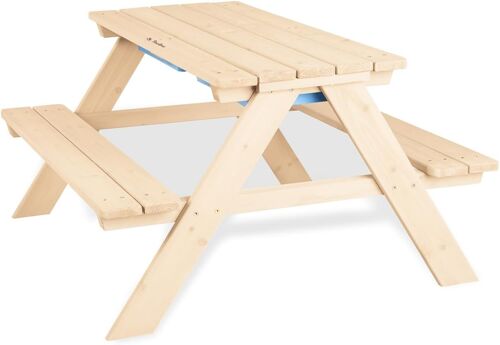 Ulteronixshop-Pinolino Ensemble De Table Et Bancs 'matsch-Nicki Pour 4', Naturel; Massif : Bois De Conifère, Non Traité, 2 Bancs Avec 1 Table, 2 Bacs En Plastique, Pour Enfants À Partir De 2 Ans
