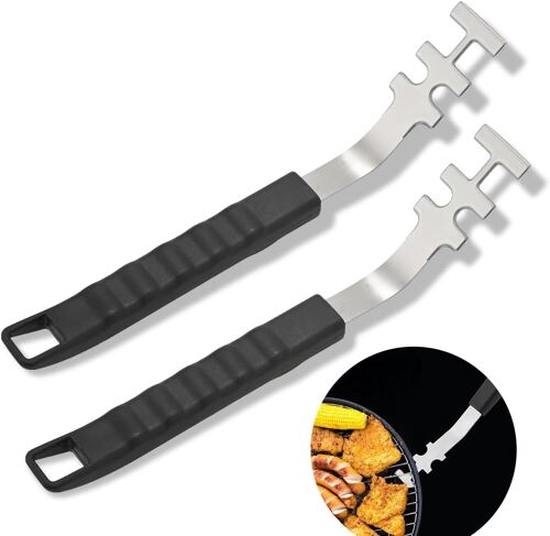 Ulteronixshop-Lot de 2 grilles de Cuisson résistantes à la Chaleur,Anti-brûlure, Outils de Barbecue pour Le Camping,Retrait Facile, ustensiles de Cuisson,Matériau Acier Inoxydable, Schwarz