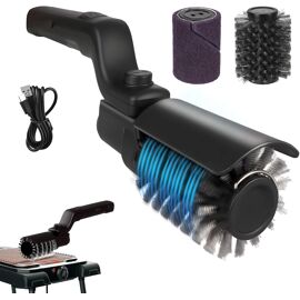 Brosse électrique pour barbecue améliorée, fonctionnant sur batterie avec angle réglable, tête de brosse en acier inoxydable, nettoyage à 3 niveaux, autonomie de 90 min, étanche pour les grilles (Noir