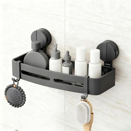 Ulteronixshop-tagère Salle de Bain sans Perçage,Étagère de Douche à Ventouse Puissante,Support de douche sans perçage,Rangement de Douche Anti-Rouille, Installation en 1 Minute,Support Mural Amovible