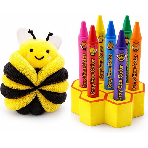 Ulteronixshop-Crayons De Bain Enfant Lavables | Jouet Bain Bébé & Enfant 3 Ans+ | Dessin Au Bain Sans Tache | 7 Crayons Naturels Non Toxiques En Cire D¿Abeille Et Accessoires | Jouet Créatif Éducatif