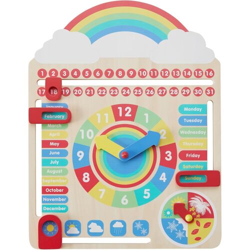 Ulteronixshop-Calendrier en Bois pour Enfants, Jeu Éducatif Préscolaire Multicolore