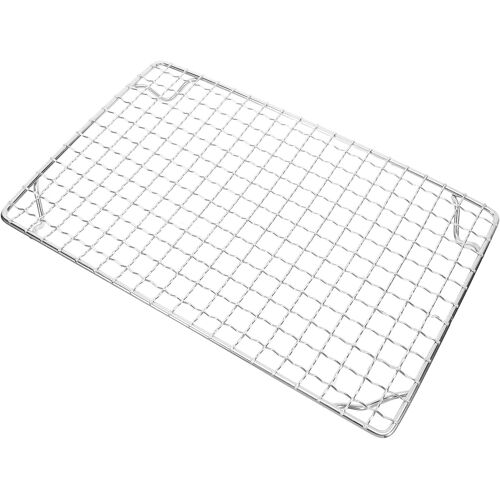 Ulteronixshop-Grille de cuisson rectangulaire en acier inoxydable avec pieds - 28 x 18 cm - Pour cuire et rôtir - Revêtement antiadhésif - Pour barbecues au charbon de bois et camping