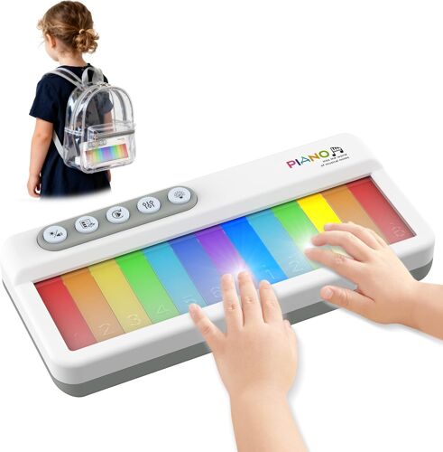 Ulteronixshop-Piano Électronique Compact pour Enfants 2+ Ans, Idee Cadeau Noel, l'Apprentissage Précoce, Touches Écran Tactile avec Rétroéclairage Multicolore, 5 Sons d'Instruments, Clavier Musical P