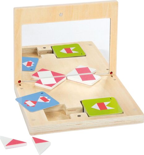 Ulteronixshop-small foot Jeu de symétrie avec Miroir « Educate » en Bois, Jeu de Placement, pour Les Enfants à partir de 5 Ans, 12463, Blanc.