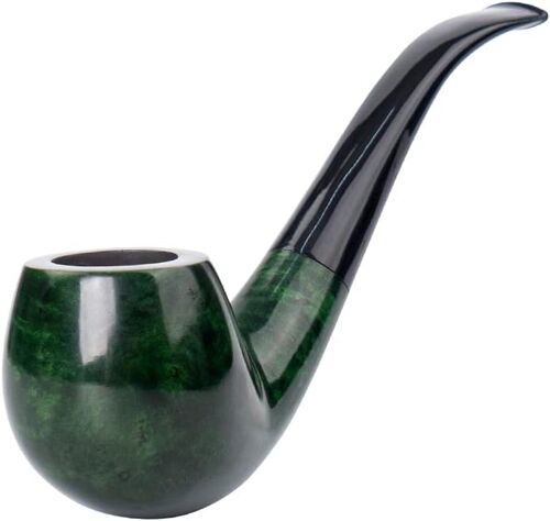 Ulteronixshop-Briar Pipe à tabac courbée en bois de briar, faite à la main, vert, filtre de 9 mm, nettoyant, grattoir, passoire, pinceau, sac, support, support, couteau, batteur