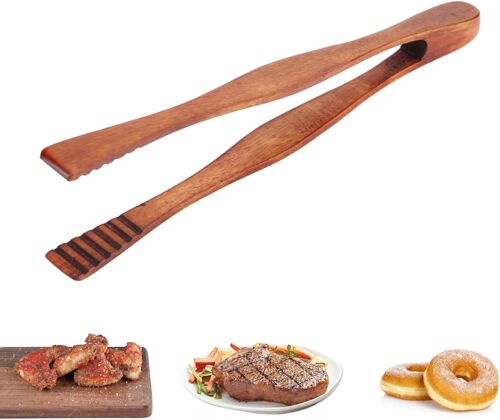 Ulteronixshop-Pince de Cuisine en Bois pour Barbecue, Longue Manche Résistant à la Chaleur, Idéale pour Griller, Servir Steaks et Buffets