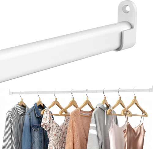Ulteronixshop-Tringle à vêtements pour armoire - Ovale - 25 mm - Extensible - Avec 2 supports - Pour armoire, fenêtre - 43 à 101 cm - Blanc
