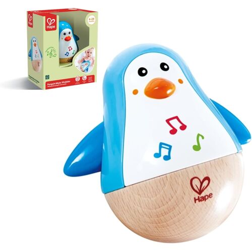 Ulteronixshop-Pingouin Culbuto Musical - Jouet Musical en Bois pour Enfant - Jouet d'Éveil de Motricité pour Bébé dès 6 Mois - Jouet Éducatif - Jeu de Musique Fille et Garçon - Cadeau Naissance