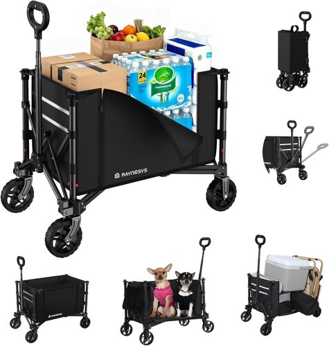 Ulteronixshop-Chariot Pliable 3 en 1 Convertible en Banc, 120L pour l'Épicerie, Chariot Pliable 220lbs avec Roues, Utilitaire pour Plage, Sport, Camping, Jardin, Brouettes, Noir foncé