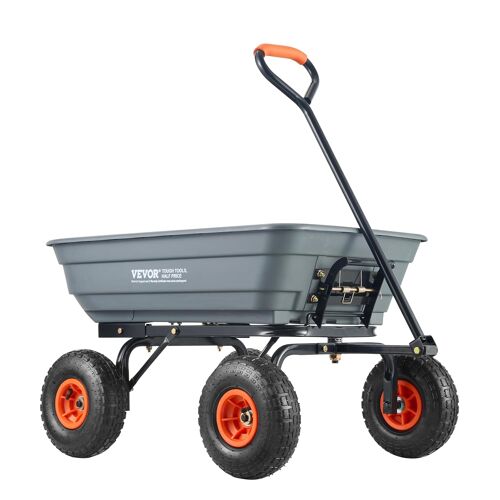 Ulteronixshop-Chariot à Benne basculante, capacité de Charge 272 kg¿, Chariot de Jardin en polyéthylène Robuste avec Cadre en Acier, poignée Convertible 2 en 1, Roues 255 mm, brouette Utilitaire pour
