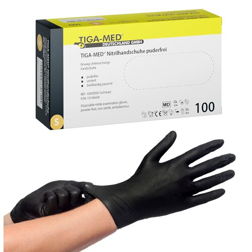Kalanka-Lot De 100 Gants Jetables À Usage Unique En Nitrile Non-Poudrés Sans Latex Taille S (Noir)