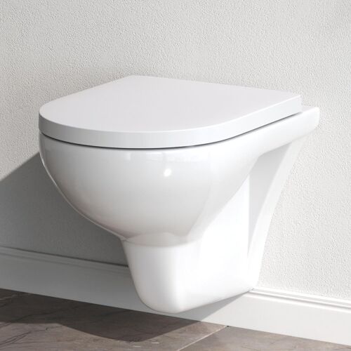 SUBZONAL-CTA1700SC Hit FlashClean WC suspendu sans bord avec abattant WC suspendu sans rebord de chasse d'eau avec abattant WC suspendu sans bord en céramique Blanc
