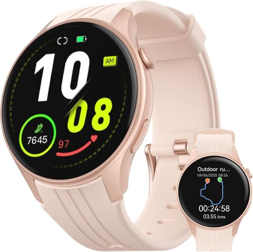 Ulteronixshop-Montre Connectée GPS Intégré pour Course à Aied, Smartwatch avec Appels Bluetooth, 100+ Sportifs, Fréquence Cardiaque, Sommeil, IP68 Étanche, Montre Sport pour Android/iOS (Or Rose, 43