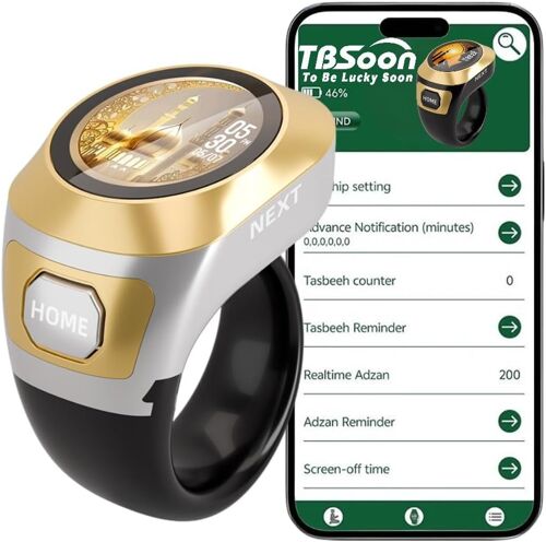 Ulteronixshop-Bague Connectée Avec Écran Couleur,Compteur De Chapelet,Bague De Prière,Images Interchangeables,Chapelet Électronique,De Pardon,Cadeau Pour L'aïd El-Fitr L'aïd El-Adha Et Le Ramadan