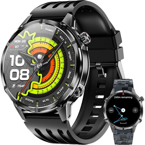Ulteronixshop-Montre Connectée Homme Gps, Écran Amoled 1,43"", Autonomie 24h Gps, Appels Bluetooth, Étanche 5atm, 170+ Modes Sport, Android Ios ¿ Noir