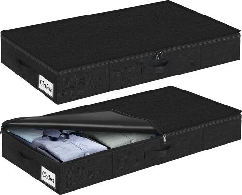 Ulteronixshop-Lot de 2 Boîtes de Rangement Sous Lit avec Couvercle, Boite en Tissu Durable Sac de Rangement Pliable et Lavable, 3 Poignées Renforcées, Grande Capacité pour Vêtements Couvertures, 85x4