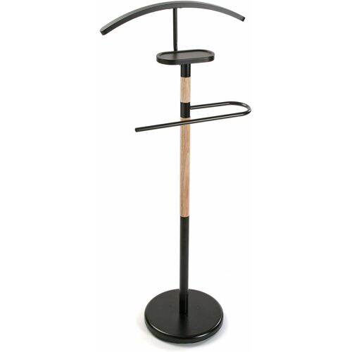 Ulteronixshop-Holstebro Valet De Nuit Multifonctionnel Avec 2 Perchoirs Penderie Pour Vêtements Homme Ou Femme Valet De Chambre, Dimensions (H X L X L) 112 X 28,8 X 46,5 Cm, Métal Et Bois, Couleur: N