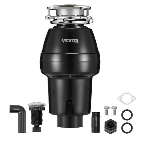 Ulteronixshop-Broyeur à Déchets d'Évier de Cuisine, 1/2 CV, Système Broyage Déchets Alimentaires, Montage à 3 Boulons, 3820 tr/min, avec Cordon d'Alimentation, Protection contre Éclaboussures pour Ma