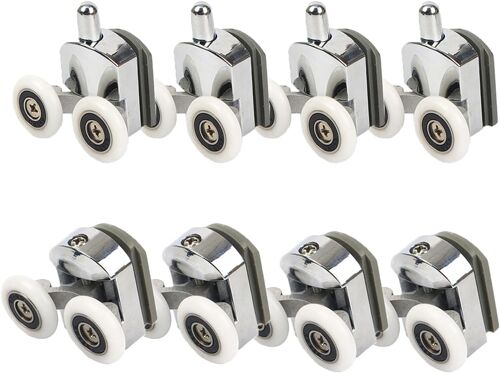 Ulteronixshop-Roulettes de porte de douche, Roulettes de porte de douche 23mm Roulettes de curseur Poulies 8PCS Diamètre de la porte de douche Haut Bas Pièces de rechange de salle de bain