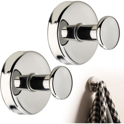 KALANKA-Crochets sans perçage - Lot de 2 crochets à ventouse en acier inoxydable. fixation murale sans percer, patères pour salle de bain, cuisine, bureau.(finition brillante)