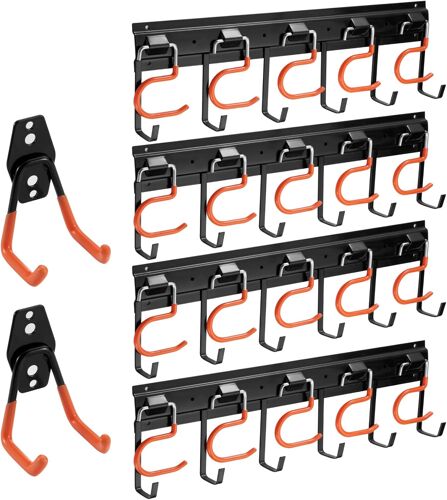 Ulteronixshop-68"" Garage/Jardin mural organisateur Garage & Locker avec petit crochet en U pour garage, vélos, échelles, vélos, chaises, balais, râteaux, pelles, pelles (4 rails)