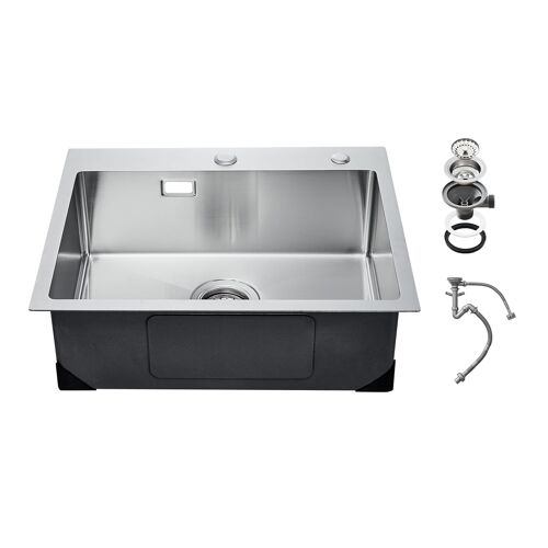 Ulteronixshop-Vier De Cuisine 68 Cm À Montage Par Le Haut En Acier Inox 304, Cuve Simple À Poser Avec Accessoires Pour Lave-Vaisselle, Camping-Car, Cuisine, Bar