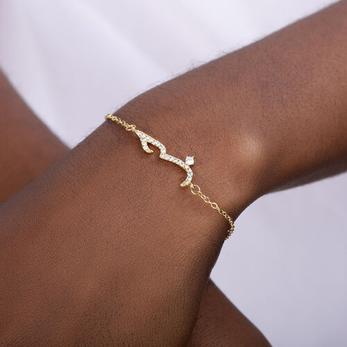 Bracelet Fin Doré Avec Vague Incrustée De Zirconiums Scintillants Bijou Minimaliste Et Moderne Pour Femme Accessoire De Mode Pour Quotidien Et Soirée