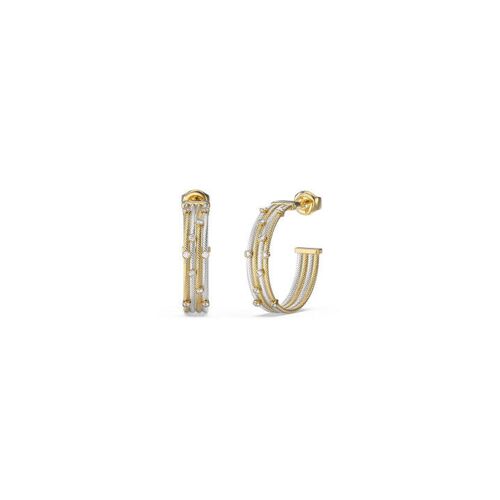 Boucles D'oreilles Créoles Femme Guess Kalybe Jube05386jwygrht-U En Acier Bicolore (Or Et Argent) - Design Multi-Câbles Et Cristaux