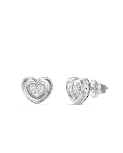 Boucles D'oreilles Femme Guess L.O.V.E. Ube05466rh En Acier Rhodié - Design CUr 10mm Avec Pavé De Cristaux
