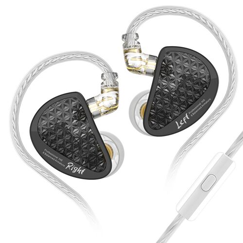 Écouteurs intra-auriculaires KZ AS16 PRO HIFI incurvés avec microphone, noirs (sensibilité 111±3db - version haute résistance)
