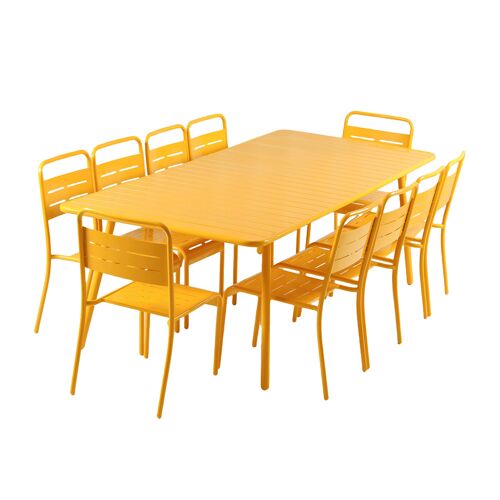 Bergame - Ensemble Table De Jardin 234 Cm Et 10 Chaises Jaune