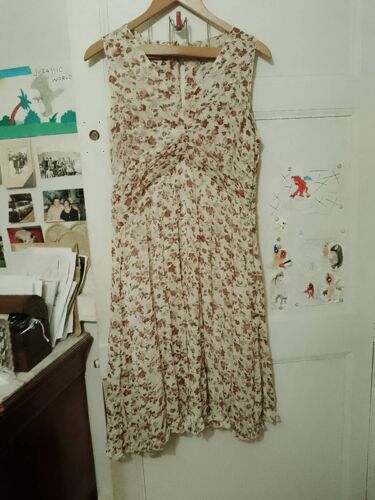 Robe Crème Fleurs Roses 38 M.