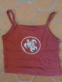 Caraco Jersey Coton Rouge Couleur Café