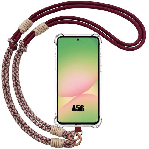 Coque pour Samsung Galaxy A56 5G, Antichoc Transparent Slim avec Cordon Détachable Bordeaux - E.F.Connection