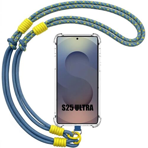 Coque pour Samsung Galaxy S25 Ultra, Protection Antichoc Transparent avec Bandoulière Bleu - E.F.Connection
