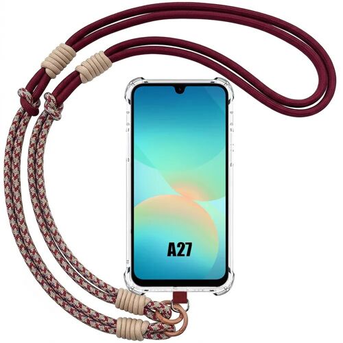 Coque pour Samsung Galaxy A27 5G, Antichoc Transparent Slim avec Cordon Détachable Bordeaux - E.F.Connection