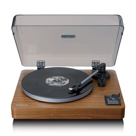 Lenco LBTA-165WD - Platine vinyle entièrement automatique avec transmission Bluetooth et préamplificateur - Plateau et bras de lecture en métal - Bois