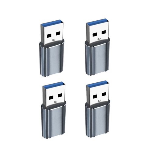 Adaptateur USB-C vers USB 3.0 Pack de 4 (Noir brillant) ¿ Type-C femelle vers USB-A 3.0 OTG avec prise en charge charge rapide Gris