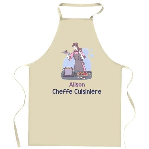 Planetee Tablier Alison Cheffe Cuisinière | Cadeau Original Prénom Pour Cuisinière | Vêtement Blouse Protection Pour Cuisine