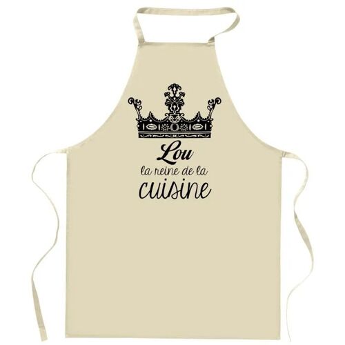 Planetee Tablier Lou Reine De La Cuisine | Cadeau Original Prénom Pour Cuisinière | Vêtement Blouse Protection Pour Cuisine