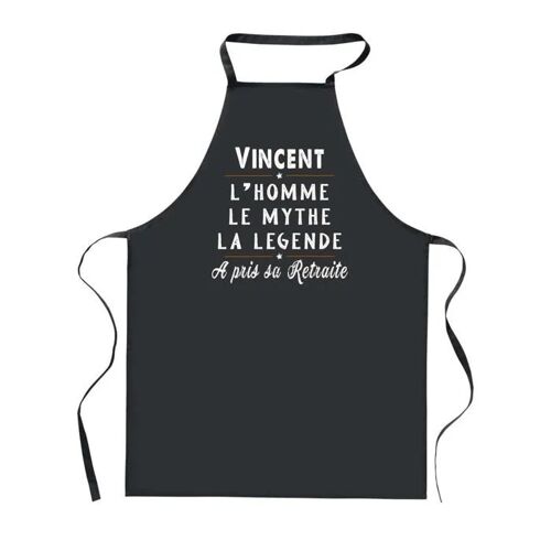 Planetee Tablier De Cuisine Noir Vincent Retraite ¿ Cadeau Homme, Barbecue, Jardinage, Tâches Ménagères