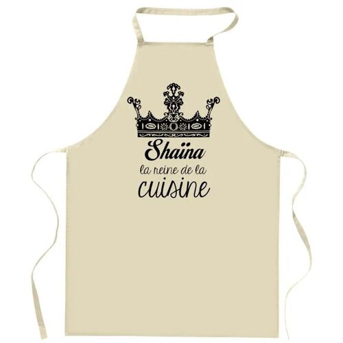 Planetee Tablier Shaïna Reine De La Cuisine | Cadeau Original Prénom Pour Cuisinière | Vêtement Blouse Protection Pour Cuisine