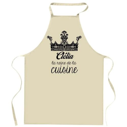 Planetee Tablier Clélia Reine De La Cuisine | Cadeau Original Prénom Pour Cuisinière | Vêtement Blouse Protection Pour Cuisine