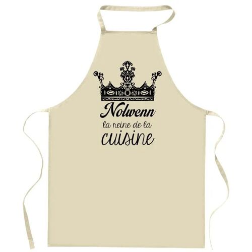 Planetee Tablier Nolwenn Reine De La Cuisine | Cadeau Original Prénom Pour Cuisinière | Vêtement Blouse Protection Pour Cuisine