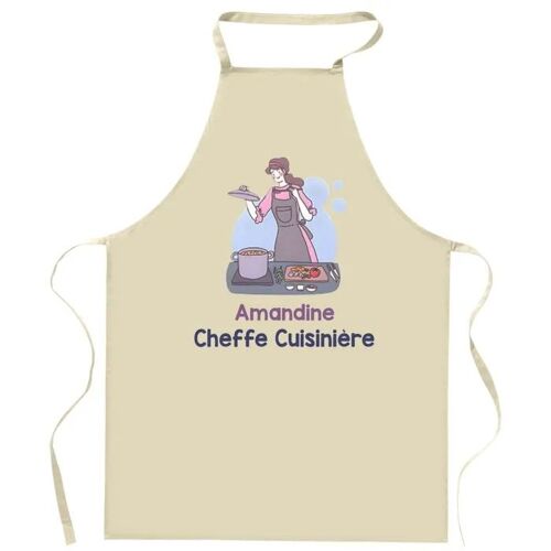 Planetee Tablier Amandine Cheffe Cuisinière | Cadeau Original Prénom Pour Cuisinière | Vêtement Blouse Protection Pour Cuisine
